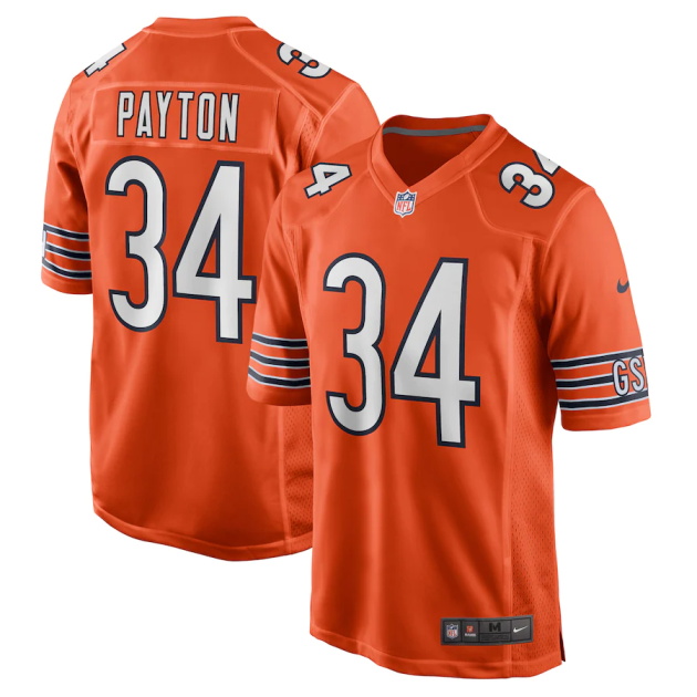 mens nike walter payton orange chicago bears retired player jersey